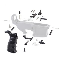 Lower Parts Kit w/ Upgraded Grip, Extended Trigger Guard, Ambi Dual Selector & Takedown Pivot Pin -NO Trigger and Hammer